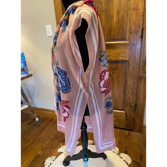 Woven Heart Swimsuit Coverup Plus Size ? 1X to 2X Open Front Retro Boho Flowy - Picture 5 of 7